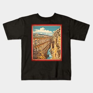 Aqueduct of Segovia Spain Travel Tourism Retro Vintage Kids T-Shirt